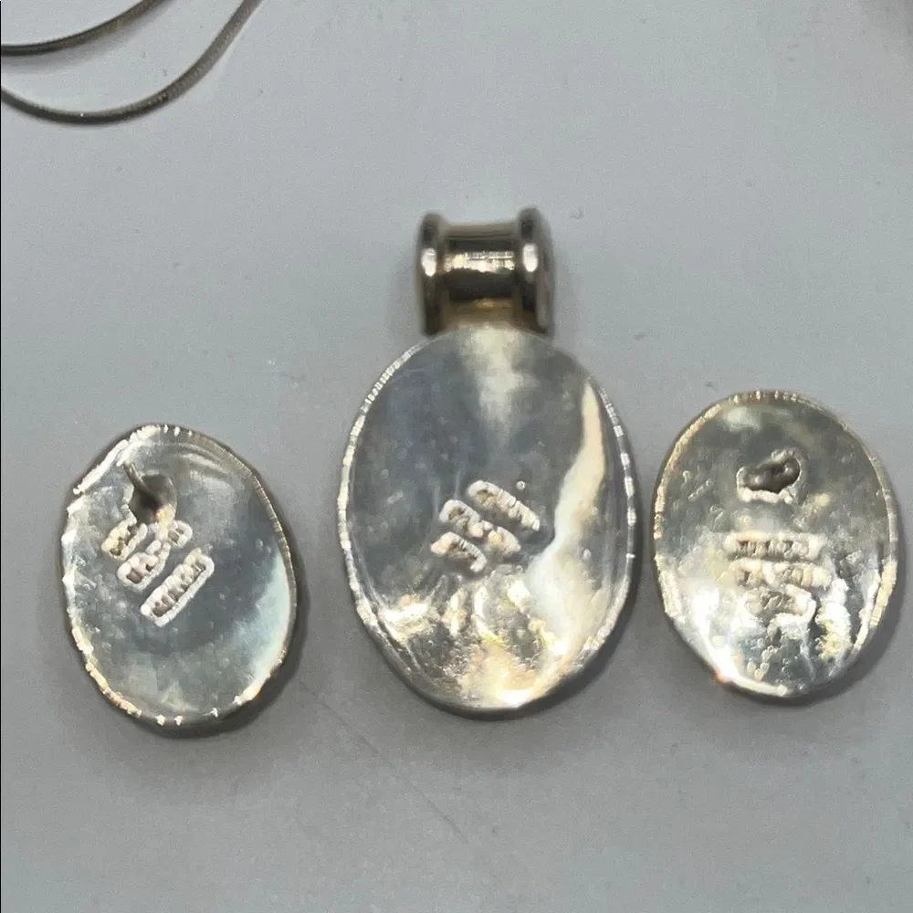 Sterling Silver Necklace and Earring Set with Abalone